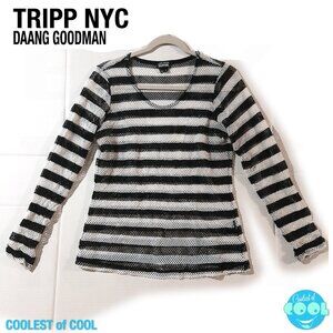 TRIPP NYC Daang Goodman Mesh shirt sz Large black white stripe rare vintage punk